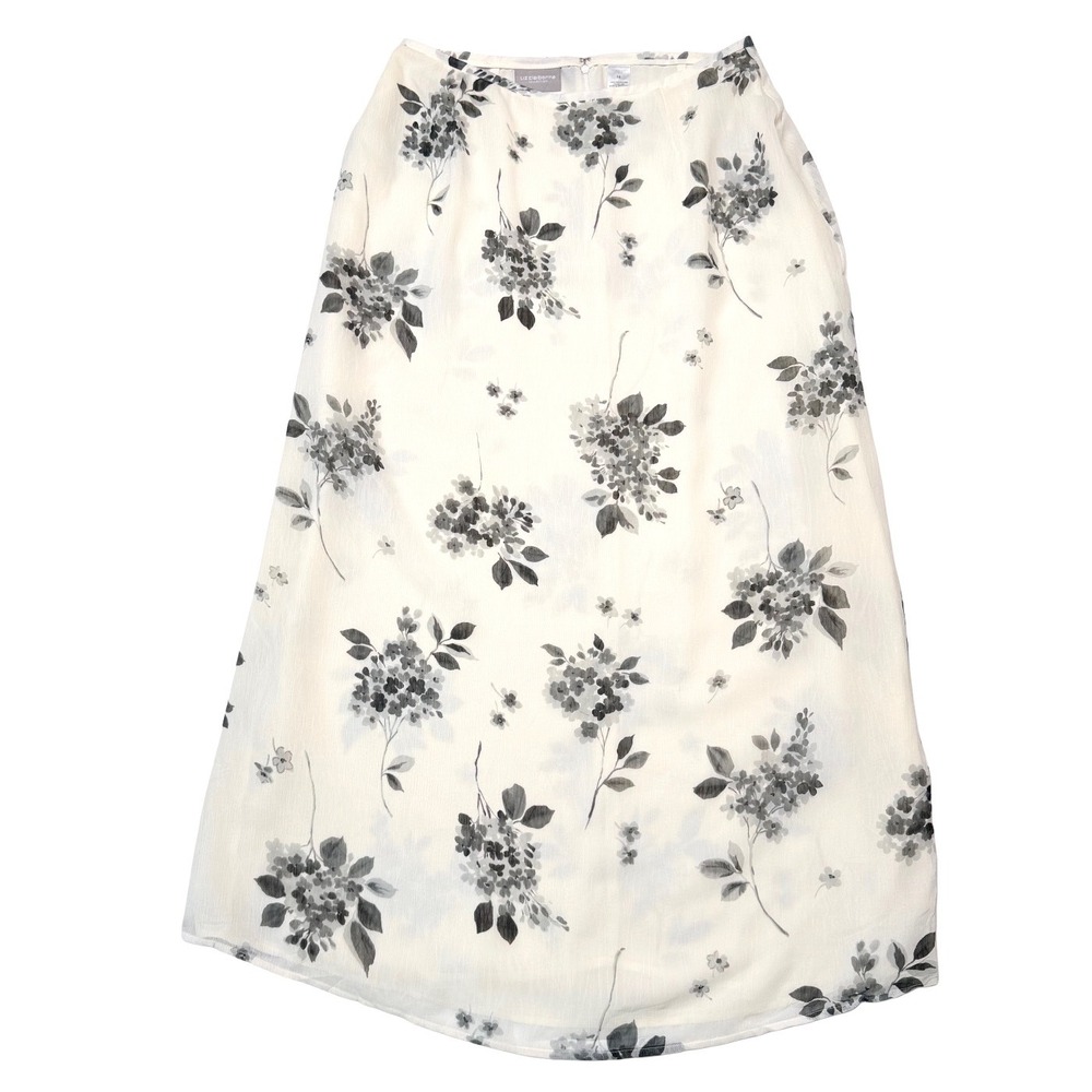 NWT Y2K Liz Claiborne Flowy Floral Minimalist Maxi Skirt Sz 14 Coquette Romantic - Picture 4 of 9